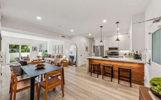 425 14th Street #1 open kitchen, dining and living room with walk out private deck